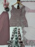 FANCY GEORGETTE EMBROIDERY SEQUENCE PEARL HAND WORK TOP PALAZZO WITH DUPATTA PARTY WEAR WHOLESALE PRICE ETHNIC GARMENT (2)