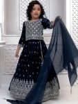 FANCY GEORGETTE EMBROIDERY SEQUENCE WORK KID'S LEHENGA CHOLI WITH DUPATTA NAVY BLUE