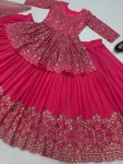 FANCY GEORGETTE EMBROIDERY SEQUENCE WORK TOP LEHENGA WITH DUPATTA FESTIVE WEAR WHOLESALE PRICE ETHNIC GARMENT (2)