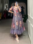 FANCY GEORGETTE FLORAL PRINTED ONEPIECE  LAVENDER