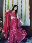 FANCY GEORGETTE FOIL MIRROR AND THREAD WORK BLOUSE KOTI WITH PALAZZO PARTY WEAR WHOLESALE PRICE ETHNIC GARMENT (4)