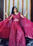 FANCY GEORGETTE FOIL MIRROR AND THREAD WORK BLOUSE KOTI WITH PALAZZO PARTY WEAR WHOLESALE PRICE ETHNIC GARMENT (4)
