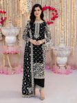 FANCY GEORGETTE MULTI SEQUENCE WORK WITH RIVET WORK TOP PALAZZO WITH DUPATTA BLACK