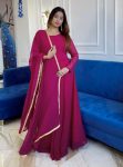 FANCY GEORGETTE PLAIN ANARKALI GOWN WITH LACE BORDER WORK DUPATTA PINK