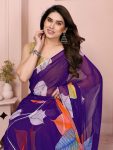 FANCY GEORGETTE PRINTED E WITH SMALL LACE WORK READY TO WEAR SAREE WITH UNSTITCHED BLOUSE FESTIVE WEAR WHOLESALE PRICE ETHNIC GARMENT (5)