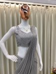 FANCY GEORGETTE READY TO WEAR PLAIN SAREE WITH SEQUANCE EMBROIDERY WORK BLOUSE AND KOTI PARTY WEAR WHOLESALE PRICE ETHNIC GARMENT (2)