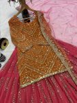 FANCY GEORGETTE SEQUENCE WORK MULTI NEEDLE EMBROIDERY, ZARI WORK TOP LEHENGA WITH DUPATTA WEDDING WEAR WHOLESALE PRICE ETHNIC GARMENT (3)