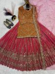 FANCY GEORGETTE SEQUENCE WORK MULTI NEEDLE EMBROIDERY, ZARI WORK TOP LEHENGA WITH DUPATTA WEDDING WEAR WHOLESALE PRICE ETHNIC GARMENT (3)
