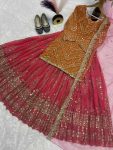 FANCY GEORGETTE SEQUENCE WORK MULTI NEEDLE EMBROIDERY, ZARI WORK TOP LEHENGA WITH DUPATTA WEDDING WEAR WHOLESALE PRICE ETHNIC GARMENT (3)