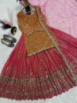 FANCY GEORGETTE SEQUENCE WORK MULTI NEEDLE EMBROIDERY, ZARI WORK TOP LEHENGA WITH DUPATTA WEDDING WEAR WHOLESALE PRICE ETHNIC GARMENT (3)