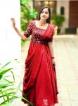 FANCY GEORGETTE SEQUENCE ZARI AND THREAD EMBROIDERY WORK GOWN ATTACHED DUPATTA AND WAIST BELT  RED