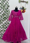 FANCY GEORGETTE SEQUENCE ZARI AND THREAD EMBROIDERY WORK GOWN ATTACHED DUPATTA AND WAIST BELT FESTIVE WEAR WHOLESALE PRICE ETHNIC GARMENT (4)
