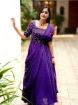FANCY GEORGETTE SEQUENCE ZARI AND THREAD EMBROIDERY WORK GOWN ATTACHED DUPATTA AND WAIST BELT  PURPLE