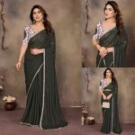 FANCY GEORGETTE SILK MIRROR LACE BORDER WORK SAREE WITH UNSTITCHED BLOUSE PARTY WEAR WHOLESALE PRICE ETHNIC GARMENT (5)