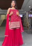 FANCY GEORGETTE THREAD SEQUENCE WORK TOP SHARARA WITH DUPATTA PARTY WEAR WHOLESALE PRICE ETHNIC GARMENT (2)