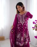 FANCY GEORGETTE THREAD SEQUENCE WORK TOP SHARARA WITH DUPATTA PARTY WEAR WHOLESALE PRICE ETHNIC GARMENT (1)