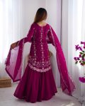 FANCY GEORGETTE THREAD SEQUENCE WORK TOP SHARARA WITH DUPATTA PARTY WEAR WHOLESALE PRICE ETHNIC GARMENT (1)