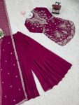 FANCY GEORGETTE THREAD SEQUENCE WORK TOP SHARARA WITH DUPATTA PARTY WEAR WHOLESALE PRICE ETHNIC GARMENT (1)