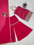 FANCY GEORGETTE THREAD SEQUENCE WORK TOP SHARARA WITH DUPATTA PARTY WEAR WHOLESALE PRICE ETHNIC GARMENT (2)