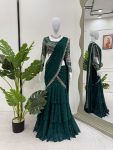 FANCY GEORGETTE THREAD WITH SEQUENCE WITH LACE BORDER WORK LEHENGA SAREE WITH BLOUSE PARTY WEAR WHOLESALE PRICE ETHNIC GARMENT (2)
