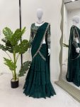 FANCY GEORGETTE THREAD WITH SEQUENCE WITH LACE BORDER WORK LEHENGA SAREE WITH BLOUSE PARTY WEAR WHOLESALE PRICE ETHNIC GARMENT (2)
