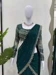 FANCY GEORGETTE THREAD WITH SEQUENCE WITH LACE BORDER WORK LEHENGA SAREE WITH BLOUSE PARTY WEAR WHOLESALE PRICE ETHNIC GARMENT (2)