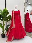 FANCY GEORGETTE THREAD  WITH SEQUENCE WORK GOWN WITH DUPATTA  RANI