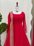 FANCY GEORGETTE THREAD WITH SEQUENCE WORK GOWN WITH DUPATTA FESTIVE WEAR WHOLESALE PRICE ETHNIC GARMENT (3)