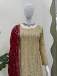 FANCY GEORGETTE THREAD WITH SEQUENCE WORK TOP BOTTOM WITH DUPATTA FESTIVE WEAR WHOLESALE PRICE ETHNIC GARMENT (2)