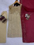 FANCY GEORGETTE THREAD WITH SEQUENCE WORK TOP BOTTOM WITH DUPATTA FESTIVE WEAR WHOLESALE PRICE ETHNIC GARMENT (2)