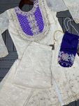 FANCY GOLD CRUSH EMBROIDERY CODING WORK TOP BOTTOM SET WITH POTALI PURSE PARTY WEAR WHOLESALE PRICE ETHNIC GARMENT (2)