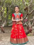 FANCY JACQUARD WITH WEAVING WORK KID’S TOP LEHENGA FESTIVE WEAR WHOLESALE PRICE ETHNIC GARMENT (2)