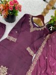 FANCY JIMMY CHOO SILK EMBROIDERY SEQUENCE WORK TOP PALAZZO WITH DUPATTA FESTIVE WEAR WHOLESALE PRICE ETHNIC GARMENT (2)