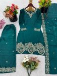 FANCY JIMMY CHOO SILK EMBROIDERY SEQUENCE WORK TOP PALAZZO WITH DUPATTA FESTIVE WEAR WHOLESALE PRICE ETHNIC GARMENT (6)
