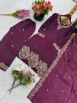 FANCY JIMMY CHOO SILK EMBROIDERY SEQUENCE WORK TOP PALAZZO WITH DUPATTA FESTIVE WEAR WHOLESALE PRICE ETHNIC GARMENT (2)