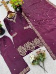 FANCY JIMMY CHOO SILK EMBROIDERY SEQUENCE WORK TOP PALAZZO WITH DUPATTA FESTIVE WEAR WHOLESALE PRICE ETHNIC GARMENT (2)
