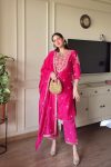 FANCY MALAI SATIN SILK EMBROIDERY THREAD WITH READY-MADE LACE BORDER WORK TOP BOTTOM WITH DUPATTA PARTY WEAR WHOLESALE PRICE ETHNIC GARMENT (3)