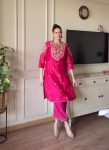 FANCY MALAI SATIN SILK EMBROIDERY THREAD WITH READY-MADE LACE BORDER WORK TOP BOTTOM WITH DUPATTA PARTY WEAR WHOLESALE PRICE ETHNIC GARMENT (3)
