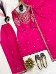 FANCY MALAI SATIN SILK EMBROIDERY THREAD WITH READY-MADE LACE BORDER WORK TOP BOTTOM WITH DUPATTA PARTY WEAR WHOLESALE PRICE ETHNIC GARMENT (3)