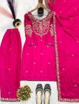 FANCY MALAI SATIN SILK EMBROIDERY THREAD WITH READY-MADE LACE BORDER WORK TOP BOTTOM WITH DUPATTA PARTY WEAR WHOLESALE PRICE ETHNIC GARMENT (3)
