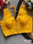 FANCY MILAN SILK PLAIN STITCHED BLOUSE  YELLOW