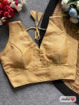 FANCY MILAN SILK PLAIN STITCHED BLOUSE  CHIKU
