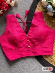 FANCY MILAN SILK PLAIN STITCHED BLOUSE PINK