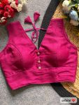 FANCY MILAN SILK PLAIN STITCHED BLOUSE  PINK
