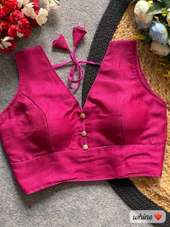 FANCY MILAN SILK PLAIN STITCHED BLOUSE  PINK