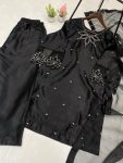 FANCY MOSS SATIN EMBROIDERY WITH BEADS AND SEQUENCE WORK TOP BOTTOM WITH DUPATTA FESTIVE WEAR WHOLESALE PRICE ETHNIC GARMENT (4)