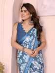FANCY MOSS SATIN PRINTED SAREE WITH UNSTITCHED BLOUSE FESTIVE WEAR WHOLESALE PRICE ETHNIC GARMENT (7)