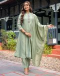 FANCY MUSLIN SILK EMBROIDERY WORK TOP BOTTOM WITH DUPATTA FESTIVE WEAR WHOLESALE PRICE ETHNIC GARMENT (3)