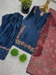 FANCY NATURAL CREEP SILK EMBROIDERY SEQUENCE WORK TOP PATIYALA WITH DUPATTA FESTIVE WEAR WHOLESALE PRICE ETHNIC GARMENT (3)