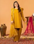 FANCY NATURAL CREPE SILK FANCY LACE BORDER WORK  TOP PATIYALA WITH DUPATTA  YELLOW